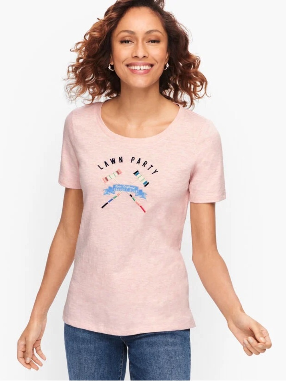 Talbots Cotton ‘Lawn Party’ Tee Size Medium Petite